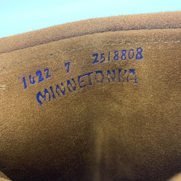 Minnetonka Tan Suede Front Lace Up Tall Boots Tan Fringe Removed 7422 Womens 7 - Picture 6 of 14